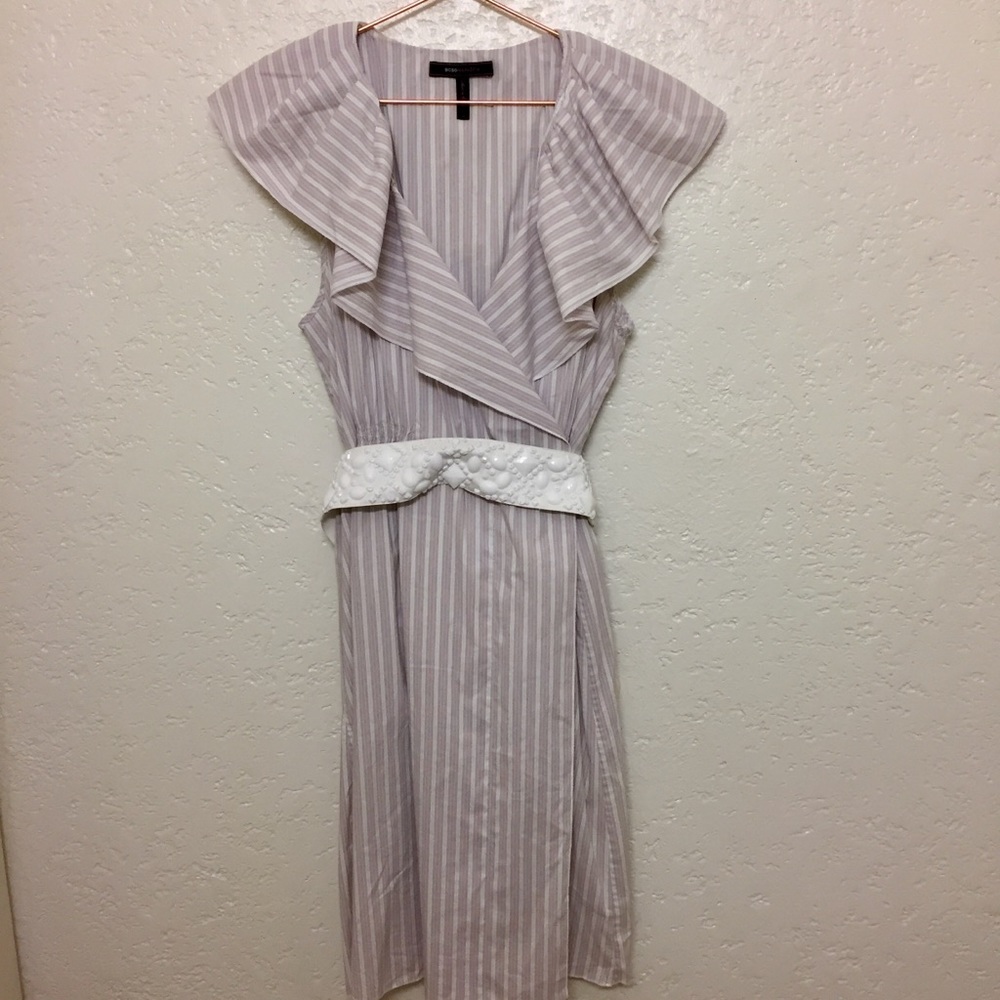 BCBGMAXAZRIA Pink and White Striped Dress